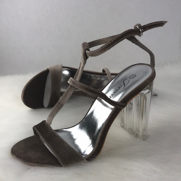 Faux Suede Taupe High Heels - Picture 4 of 8